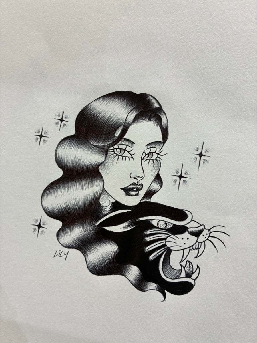 Flash drawing by Lily, tattoo artist at Beach Park Tattoo Kailua