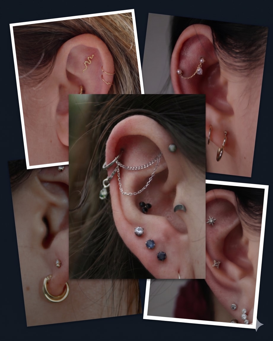 Ear piercing work by Maddie Maddz at Beach Park Tattoo Kailua